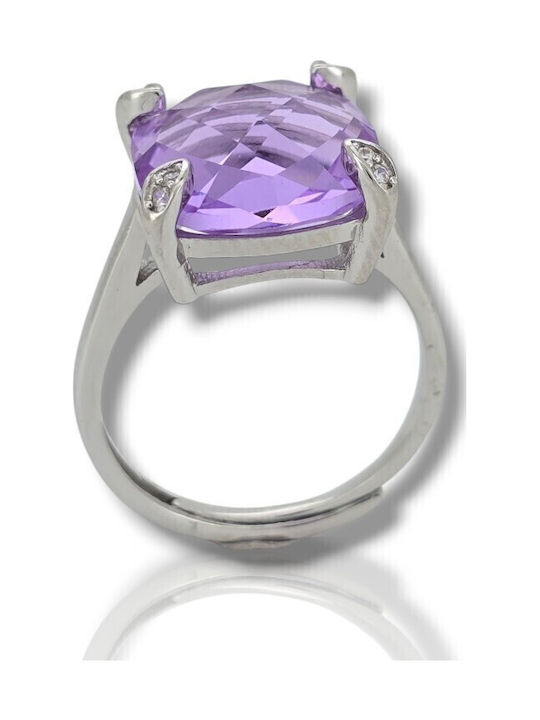 Mentzos Ring with Zircon made of Silver