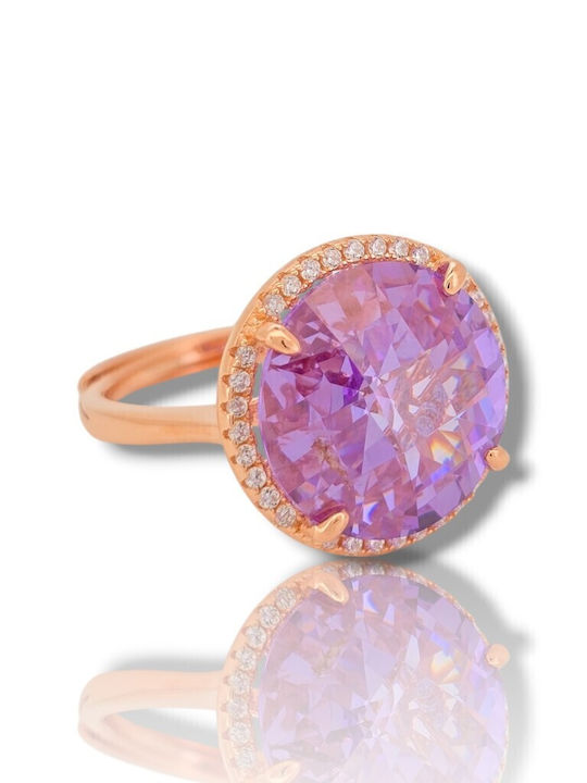 Mentzos Ring with Zircon made of Silver Gold Plated