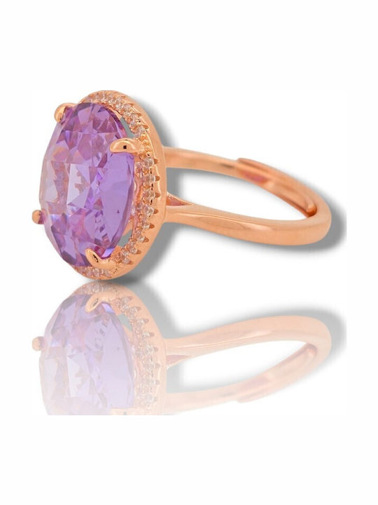 Mentzos Ring with Zircon made of Silver Gold Plated