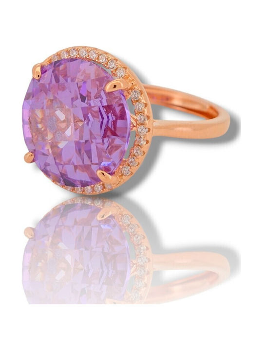 Mentzos Ring with Zircon made of Silver Gold Plated