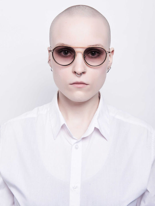 Kreuzbergkinder Jayce Unisex Sunglasses with Rose Gold Metal Frame and Pink Gradient Lens Jayce C4