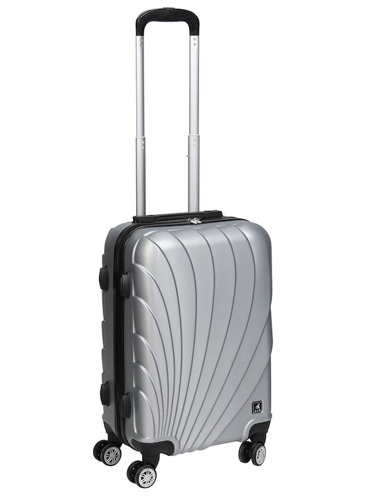 Keskor Cabin Hard Silver Suitcase with 4 Wheels Height 56cm