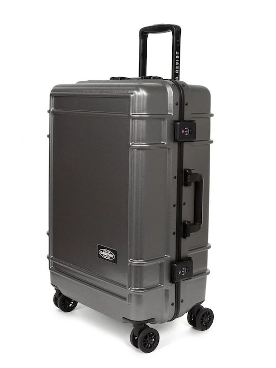 Eastpak Case M Μεσαία Βαλίτσα Ταξιδίου Σκληρή Brushed Metal με 4 Ρόδες Ύψους 68.5εκ.