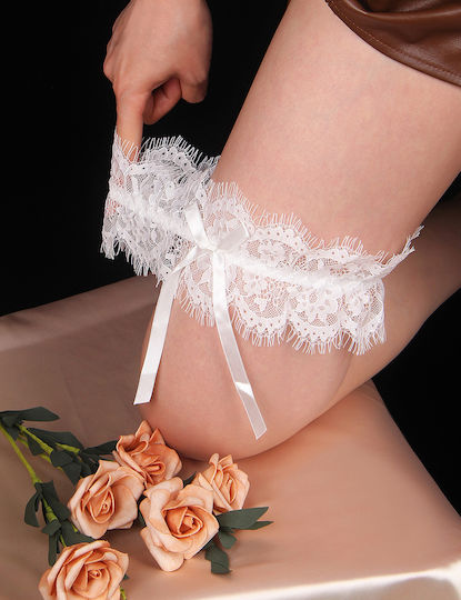 Lace Σετ Καλτσοδέτες με Δαντέλα Λευκές