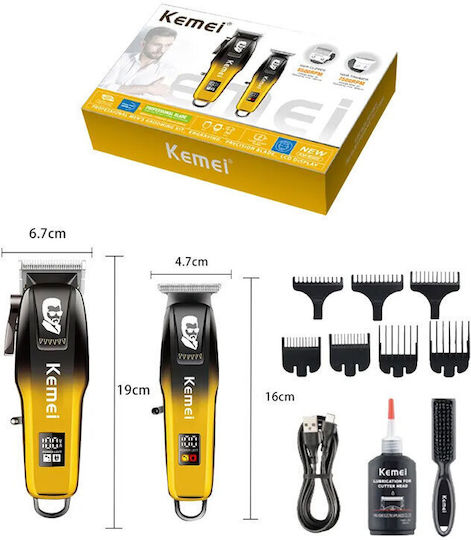 Kemei Professional Set Rechargeable Hair Clipper Yellow KM-8501