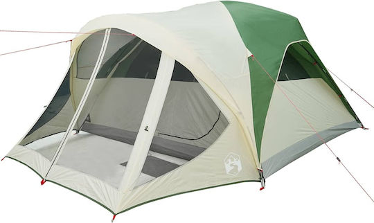 vidaXL Camping Tent Tunnel Green 3 Seasons for 6 People 411x325x180cm