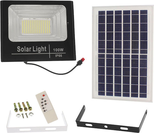 Jortan Waterproof Solar LED Floodlight 100W Cold White 6500K with Remote Control IP66