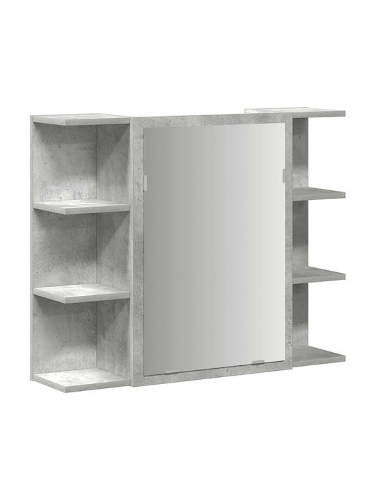 vidaXL Badezimmerspiegel aus Spanplatte mit Regal & Schrank 80x20.5cm Gray