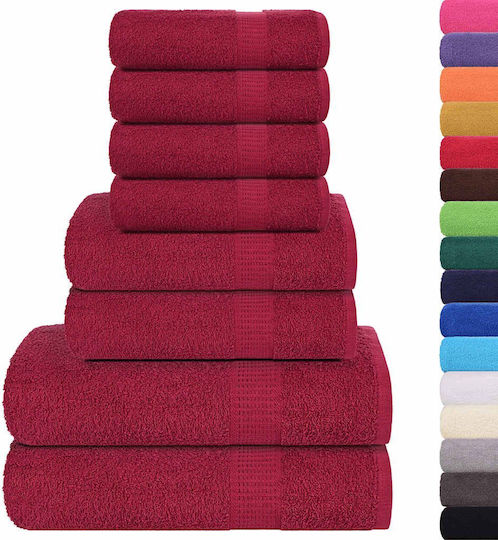 vidaXL Set 8 Hotel Bathroom Towels Burgundy