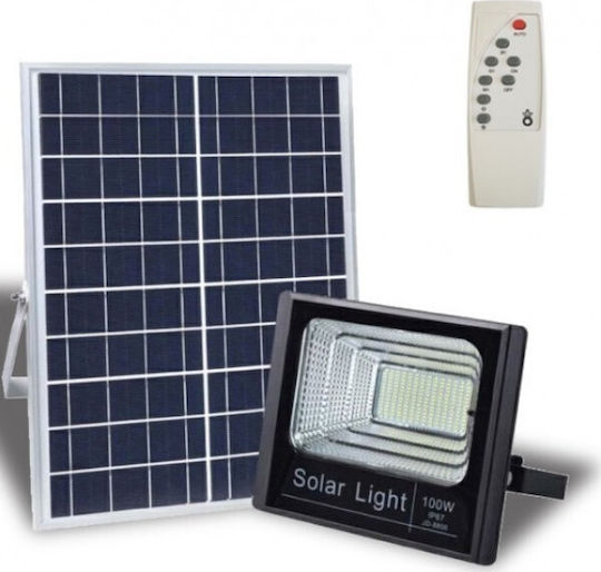 Lucas LED Στεγανός Ηλιακός Προβολέας LED 100W Ψυχρό Λευκό 6400K με Τηλεχειριστήριο IP66