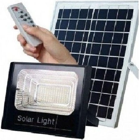 Lucas LED Στεγανός Ηλιακός Προβολέας LED 100W Ψυχρό Λευκό 6400K με Τηλεχειριστήριο IP66