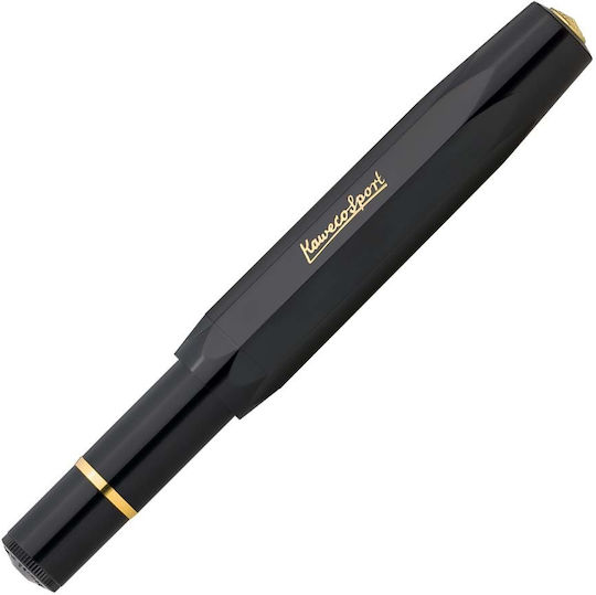 Kaweco Piston Sport Classic Black-gold Fountain Pen Bb Extra Broad