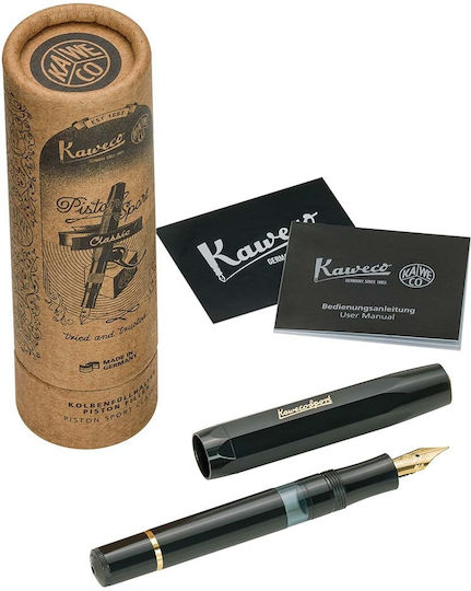 Kaweco Piston Sport Classic Black-gold Fountain Pen Bb Extra Broad