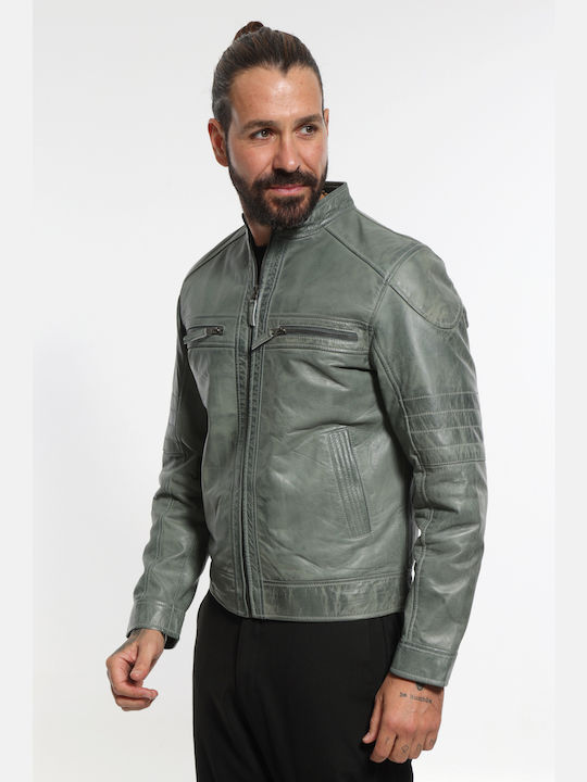 Newton Leather Biker Leather Jacket Grey