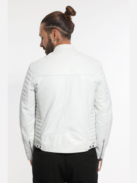 Newton Leather Biker Leather Jacket White