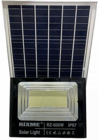 Rixme Στεγανός Ηλιακός Προβολέας LED 600W Ψυχρό Λευκό 6000K με Τηλεχειριστήριο IP66