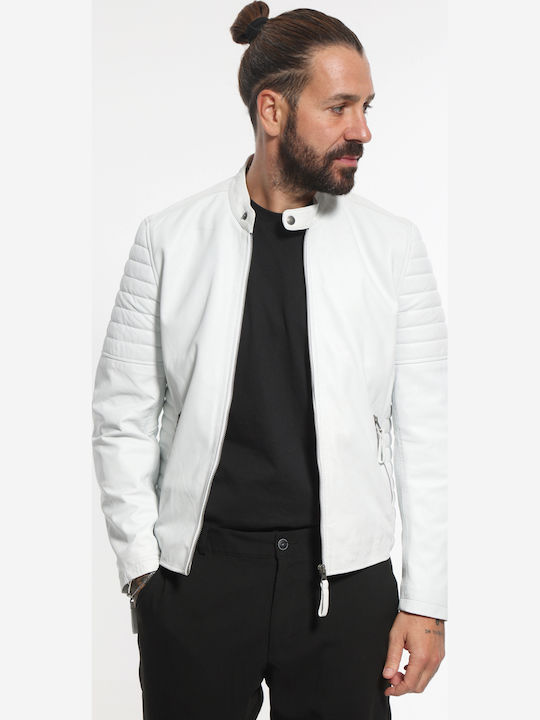 Leather Jacket Biker White