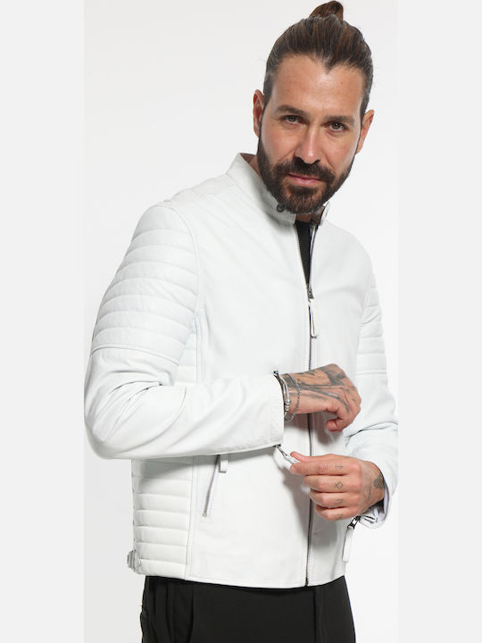 Leather Jacket Biker White