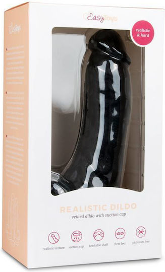 Easytoys Glass Dildo with Balls and Suction Cup Black 20cm