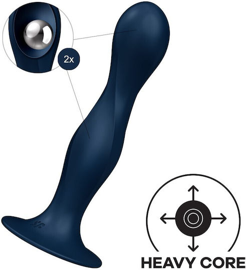 Satisfyer Double Ball-r Glass Dildo with Balls and Suction Cup Blue