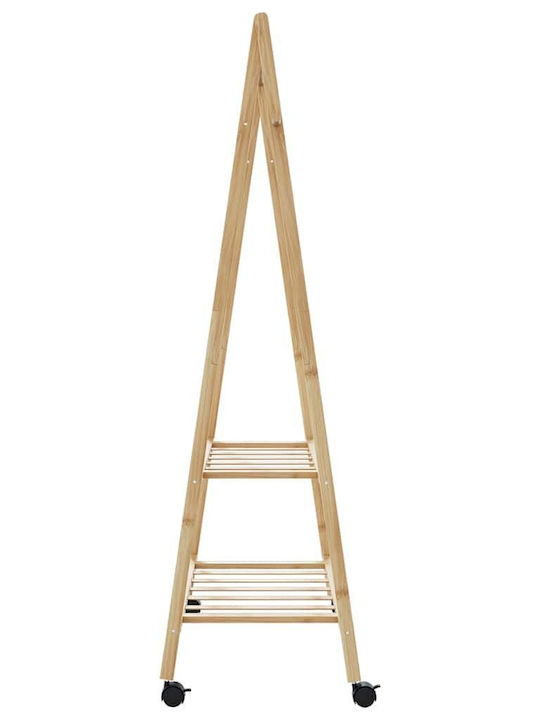 vidaXL Rollbar Kleiderständer aus Bambus Braun 96x45.5x155.5cm