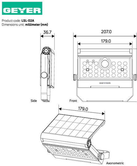 Geyer Wasserdicht Solar LED Flutlicht 4W Kaltweiß 6500K IP65