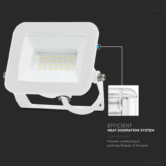 V-TAC Στεγανός Προβολέας LED 20W Φυσικό Λευκό 4000K IP65