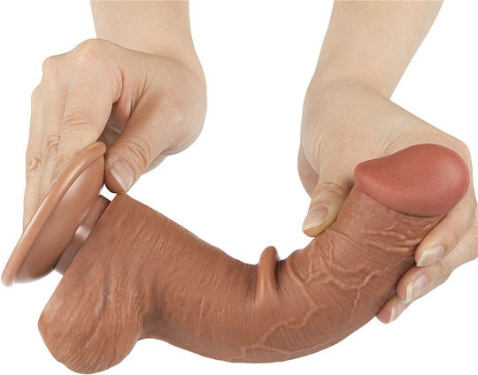 Lovetoy Dildo με Όρχεις και Βεντούζα Flesh 20.8cm