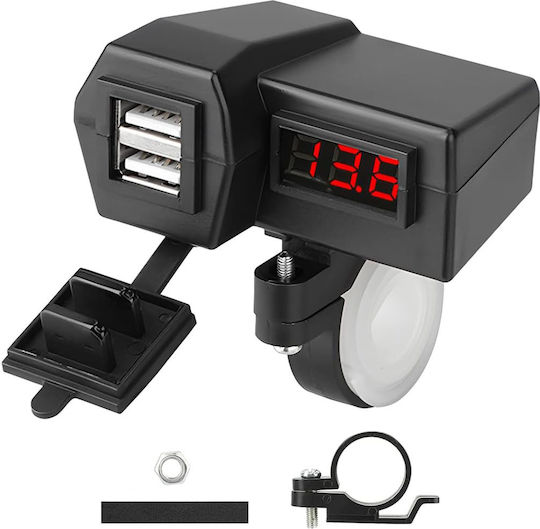 Motorcycle Charger Fast Charging with Ports: 2xUSB with Voltmeter 1110-56