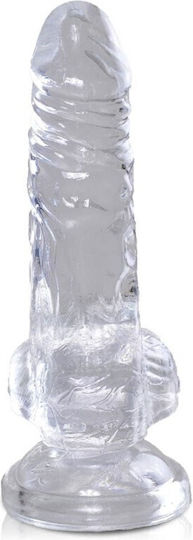 King Cock Clear Glass Dildo with Balls and Suction Cup Transparent 10cm