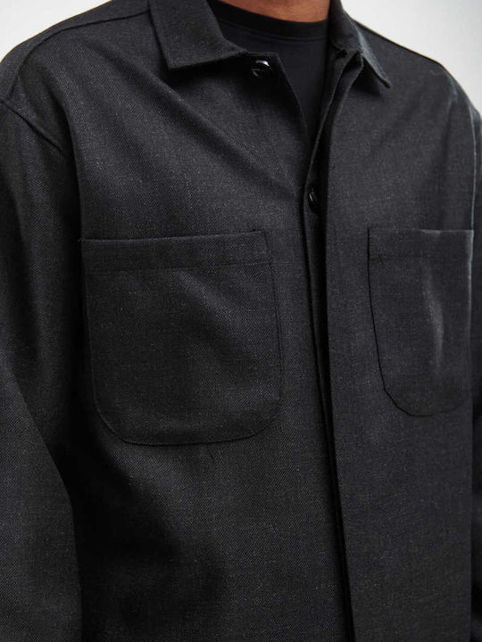 Long Sleeve Denim Overshirt Anthracite Sejong 5102 Anthracite