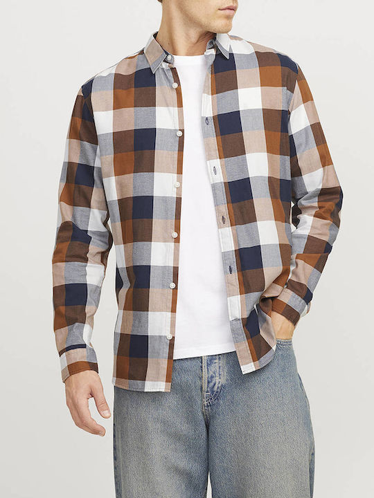 Jack & Jones Βαμβακερό Πουκάμισο Navy Blazer Multi