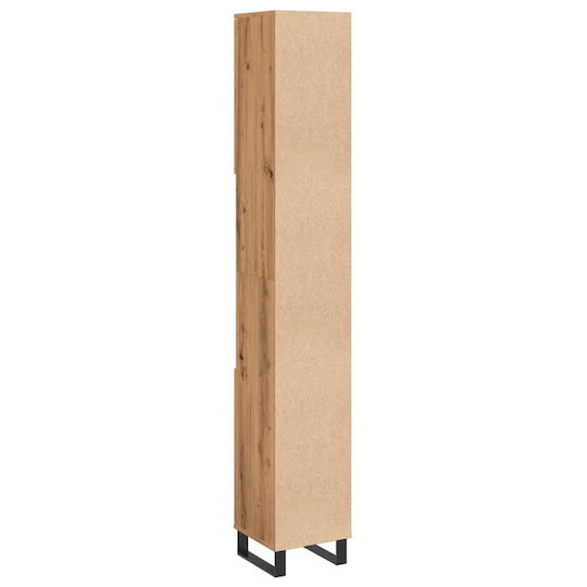 vidaXL Wall Hung Cabinet Bathroom Column Cabinet L30xD30xH190cm Oak