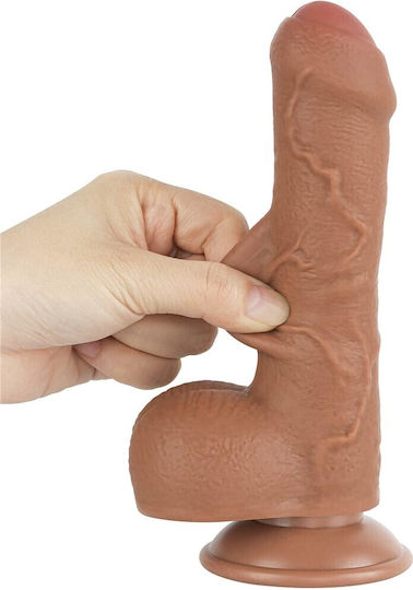 Lovetoy Dildo με Όρχεις και Βεντούζα Καφέ 18.3cm