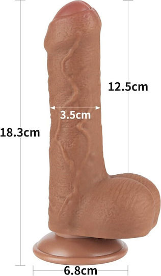 Lovetoy Dildo με Όρχεις και Βεντούζα Καφέ 18.3cm