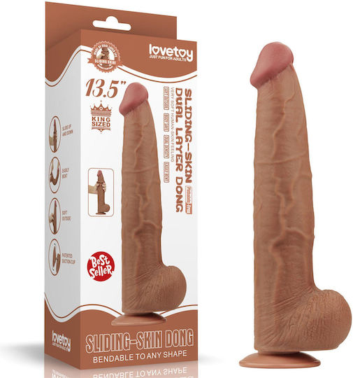Lovetoy Sliding Дилдо Със смукателна чашка Телесен 34см