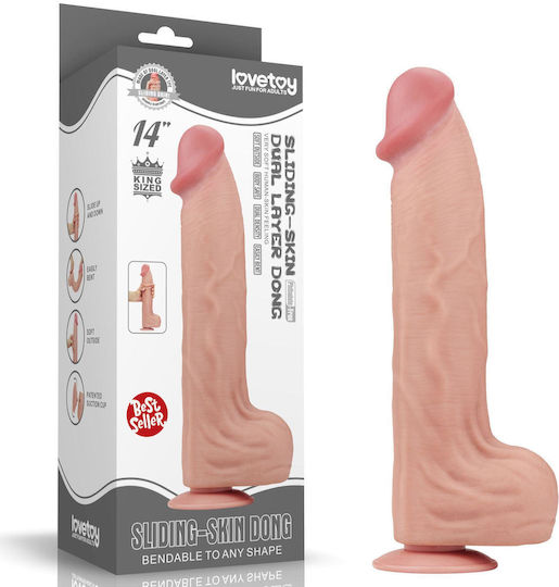Lovetoy Dildo Dual Layer Sliding Dildo με Βεντούζα Flesh 36cm