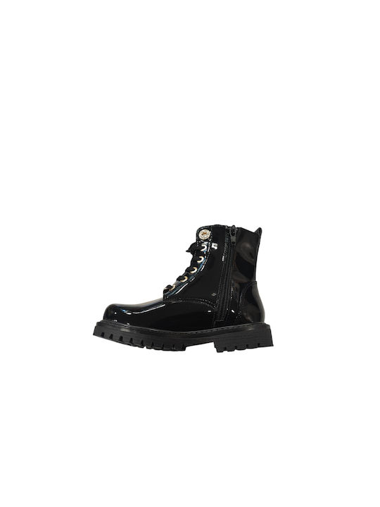 Scarpy Kids Patent Leather Boots Black