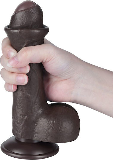 Lovetoy Dildo με Όρχεις και Βεντούζα Flesh 18.3cm
