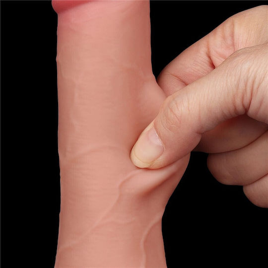 Lovetoy Dildo με Όρχεις και Βεντούζα Flesh 19cm