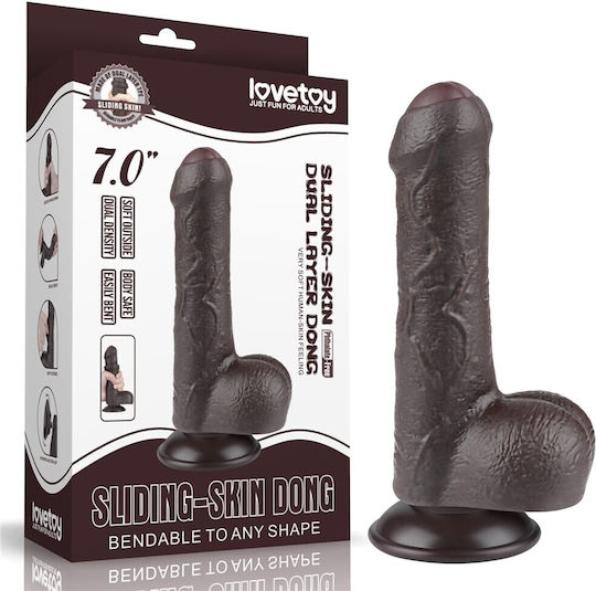 Lovetoy Dildo με Όρχεις και Βεντούζα Flesh 18.3cm