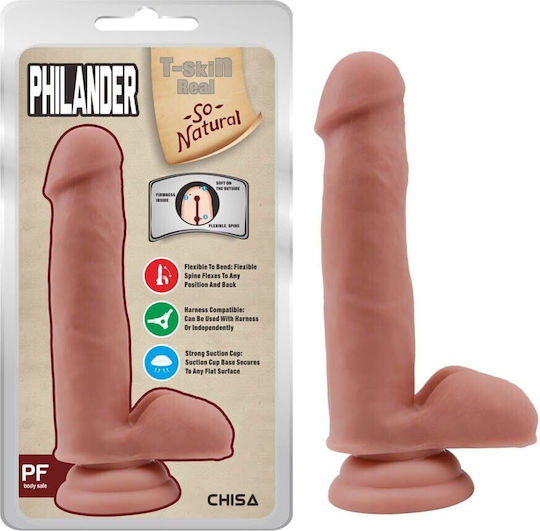 Chisa Novelties Philander Dildo Glass Dildo with Balls and Suction Cup Flesh 18cm