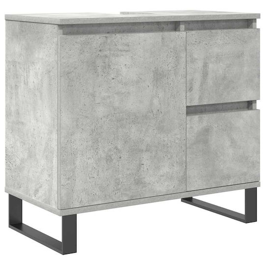 vidaXL Waschtisch mit Waschbecken L30xB60xH33cm Grey Concrete