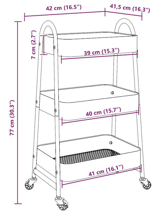 vidaXL Ραφιέρα Μπανιέρας Μεταλλική 42x41.5x77cm Λευκή