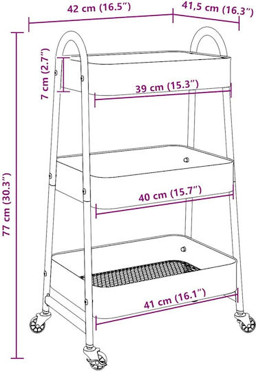 vidaXL Ραφιέρα Μπανιέρας Μεταλλική 42x41.5x77cm Λευκή