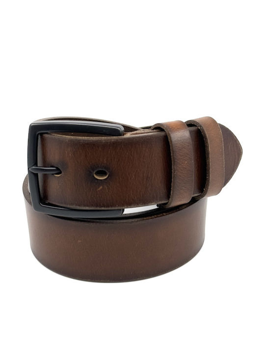 Breit Herren Gürtel Leder Tabac Braun