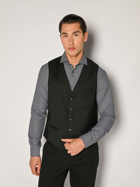 Sogo Men's Vest Slim Fit Black