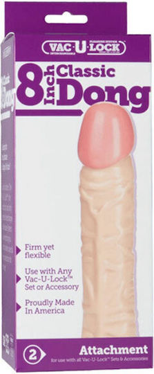 Vac U Lock Classic Dong Ρεαλιστικό Dildo με Βεντούζα Beige 20cm