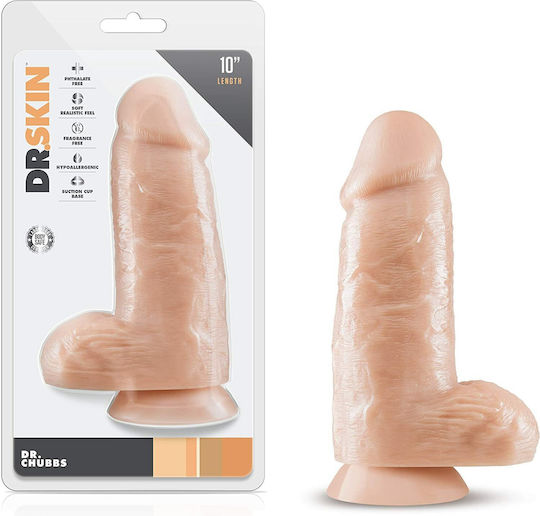 Dr. Skin Dr. Chubbs Ρεαλιστικό Dildo με Όρχεις και Βεντούζα Vanilla 25cm