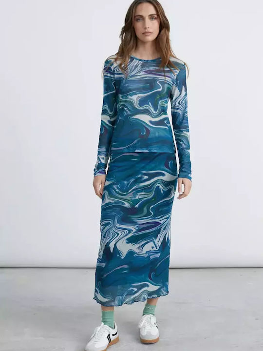 Bluza Damă Mânecă Lungă Albastră